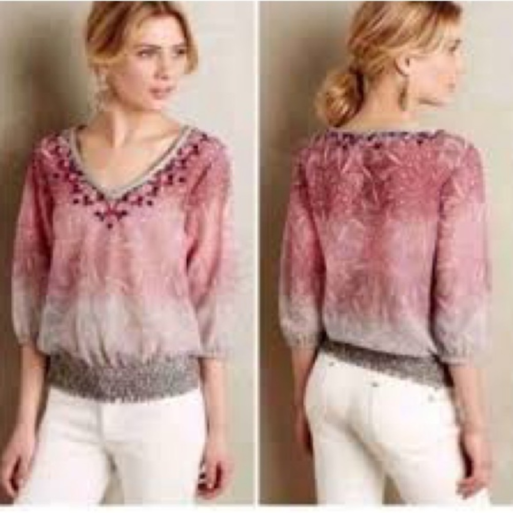 Anthropologie Akemi + Kin Arembepe Embroidered Ombre Top size small